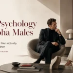 A successful man and confident woman discussing relationship psychology in a luxury modern interior, representing what high-achieving men look for in a partner.